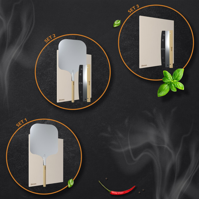 Kvalitets pizzasten sæt med spade og skærer 38x30 cm