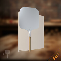 Kvalitets pizzasten sæt med spade og skærer 38x30 cm