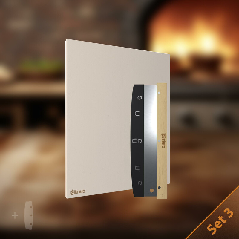 Kvalitets pizzasten sæt med spade og skærer 38x30 cm