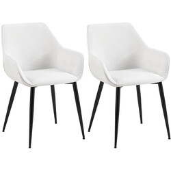 2 stk sort metalramme spisestol med polstret sæde og gulvbeskyttere