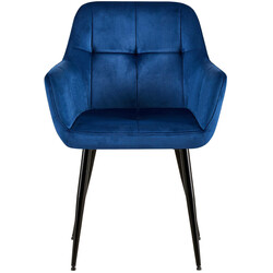 Sort fløjls spisestol med højt ryglæn og metalramme