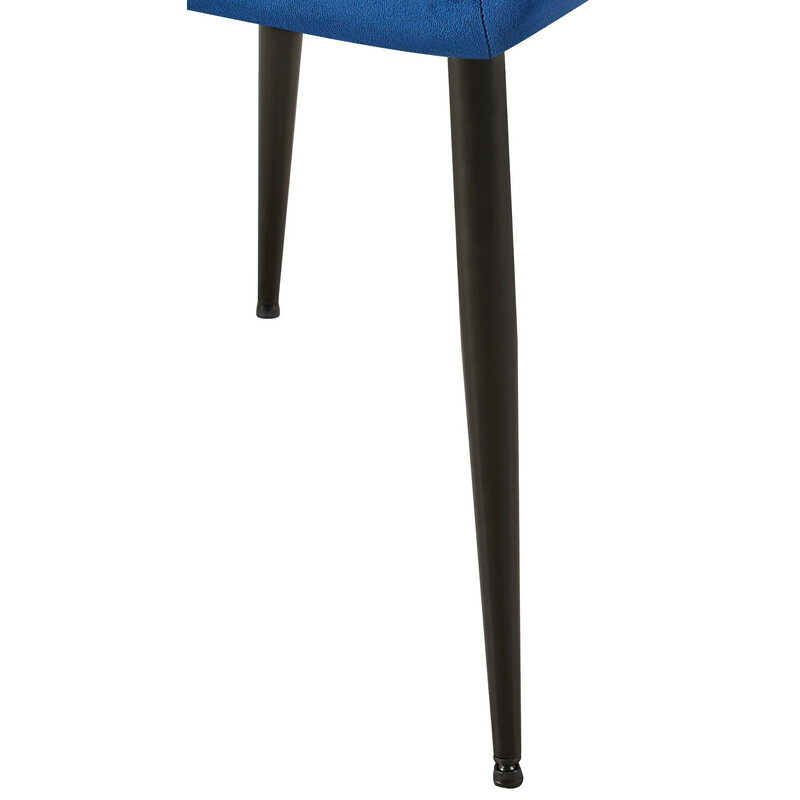 Sort fløjls spisestol med højt ryglæn og metalramme