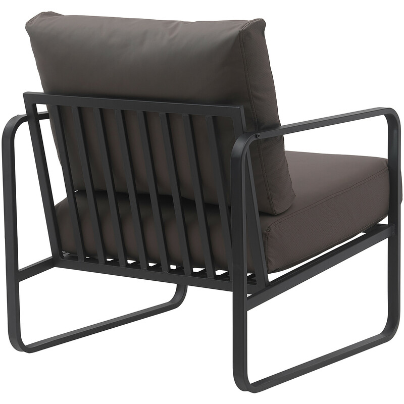 Elegant lænestol med sort metalramme, kunstlæder, 130 kg belastning