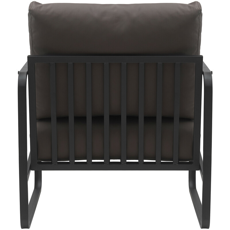 Elegant lænestol med sort metalramme, kunstlæder, 130 kg belastning