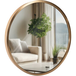 Rundt væg spejl med tynd ramme fire størrelser