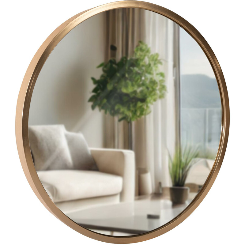Rundt væg spejl med tynd ramme fire størrelser