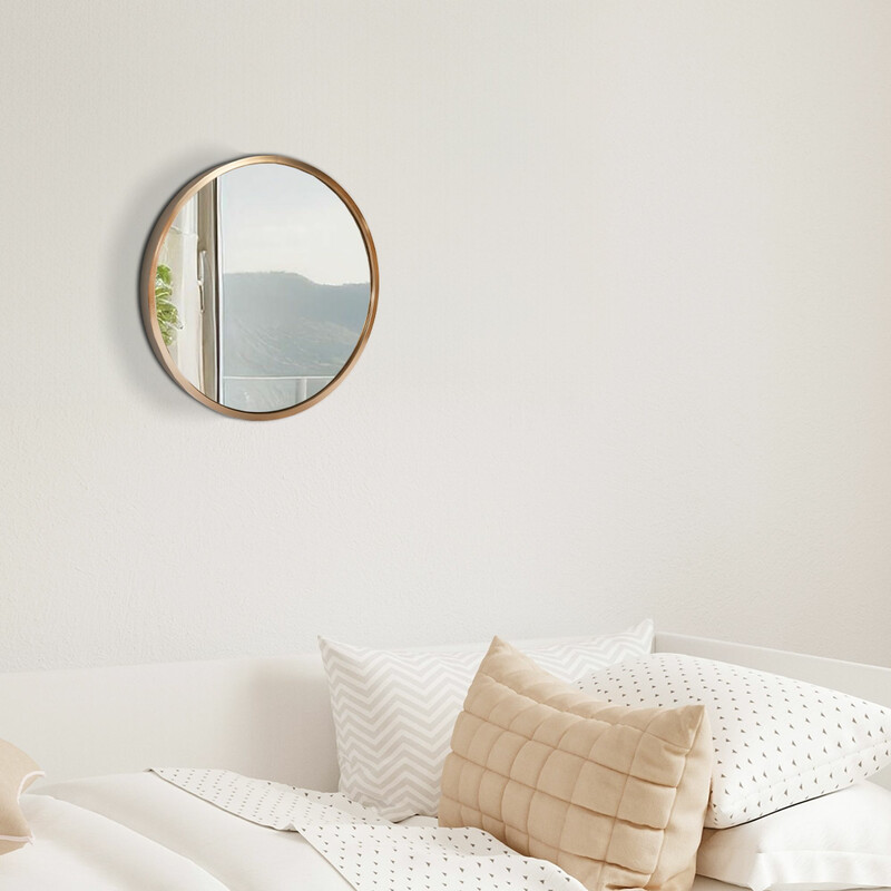 Rundt væg spejl med tynd ramme fire størrelser