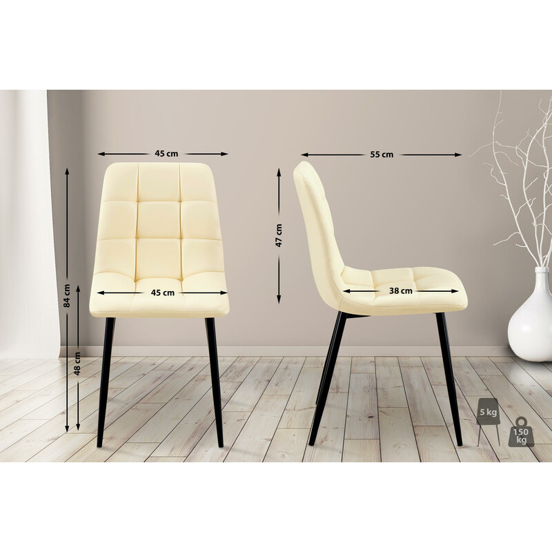 Antibes moderne spisestol med kunstlæder firebenet metalramme