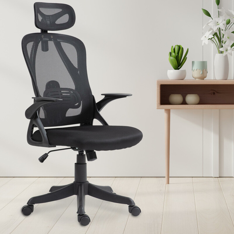 Ergonomisk kontorstol med justerbart ryglæn og nakkestøtte