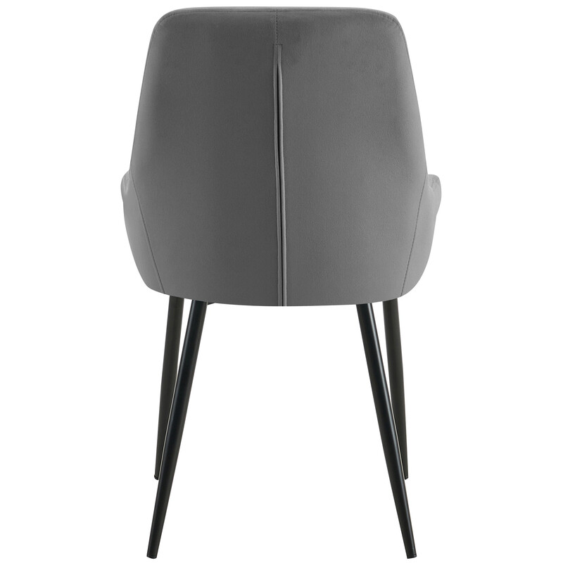 Elmira fløjls spisestol med polstret sæde firebenet metalramme