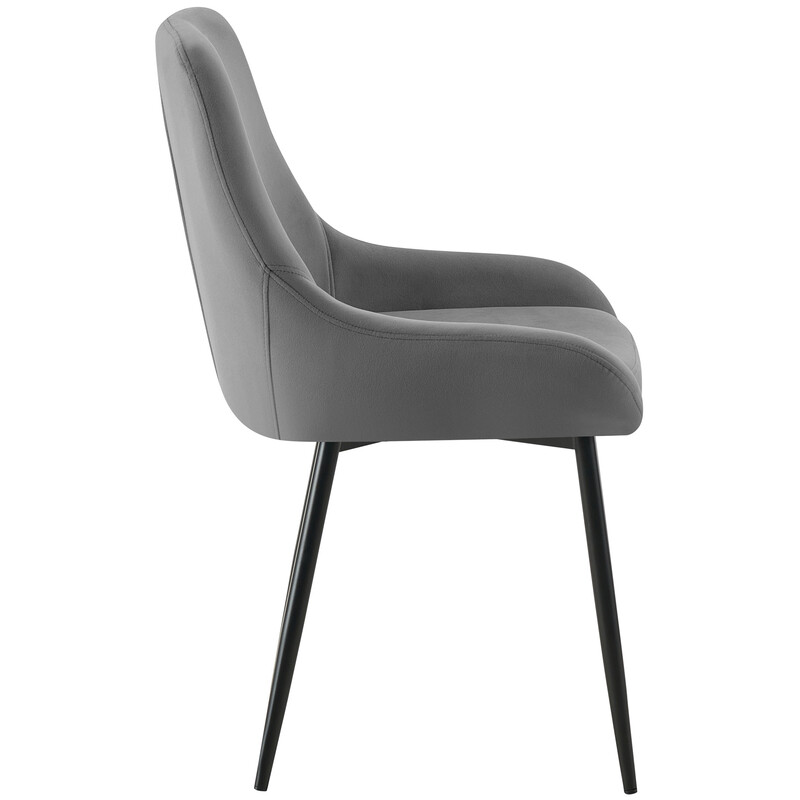 Elmira fløjls spisestol med polstret sæde firebenet metalramme