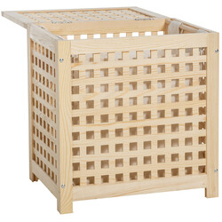 Stilfuld træ vasketøjskurv med aftagelig pose i tre størrelser