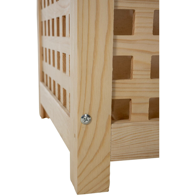 Stilfuld træ vasketøjskurv med aftagelig pose i tre størrelser