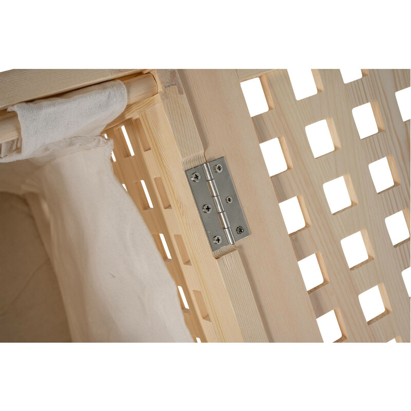 Stilfuld træ vasketøjskurv med aftagelig pose i tre størrelser