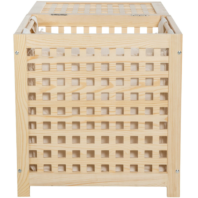 Stilfuld træ vasketøjskurv med aftagelig pose i tre størrelser