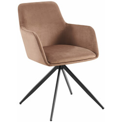 Olema fløjlsbelagt spisestol med drejbar sæde sort metalramme