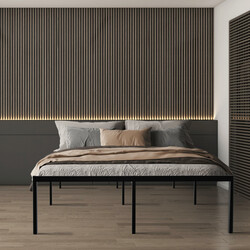 Hamlin metallseng med stålramme opbevaring gulvbeskyttere og moderne stil