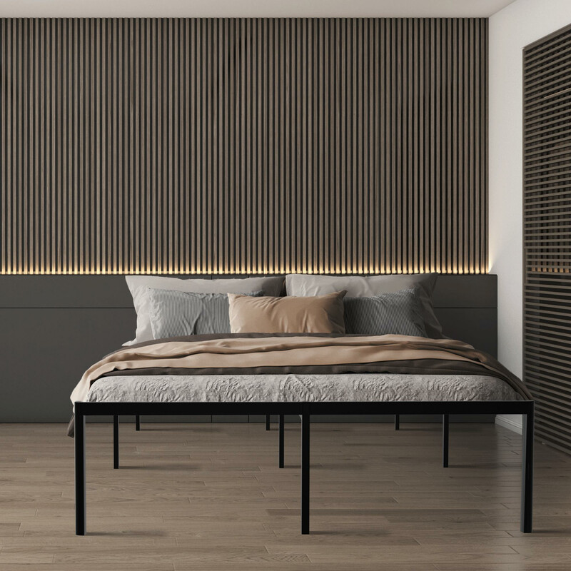 Hamlin metallseng med stålramme opbevaring gulvbeskyttere og moderne stil