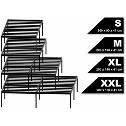 Hamlin metallseng med stålramme opbevaring gulvbeskyttere og moderne stil