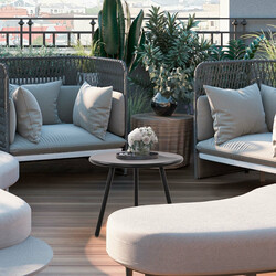 Vejrbestandigt udendørs sofabord 50 cm diameter rustfri ben genbrugspolypropylen