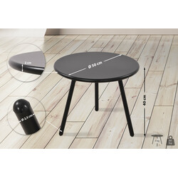 Vejrbestandigt udendørs sofabord 50 cm diameter rustfri ben genbrugspolypropylen