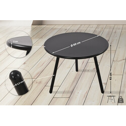 Vejrbestandigt udendørs sofabord 60 cm diameter rustfri metalben