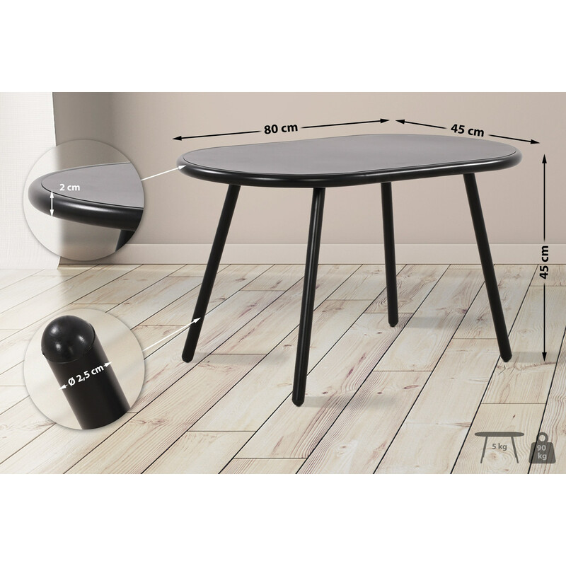 Alsidig oval udendørs sofabord i genanvendt plast med UV‑beskyttelse