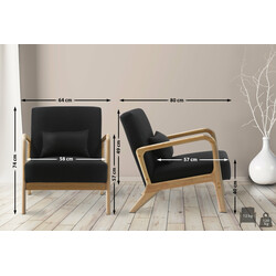 Hibbing lænestol med stofbetræk lyse fyrretræben og høj ryglæn