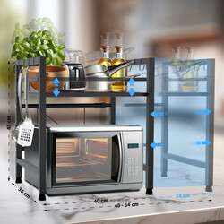 Marana justerbar mikrobølgeovnshylde 2‑3 niveau med justerbar bredde og kroge