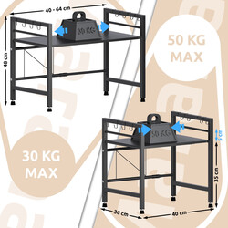 Marana justerbar mikrobølgeovnshylde 2‑3 niveau med justerbar bredde og kroge