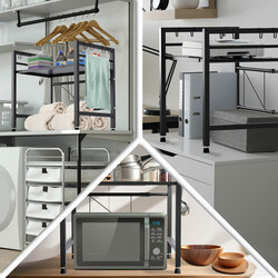 Marana justerbar mikrobølgeovnshylde 2‑3 niveau med justerbar bredde og kroge