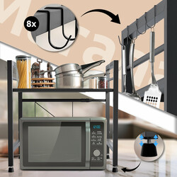 Marana justerbar mikrobølgeovnshylde 2‑3 niveau med justerbar bredde og kroge