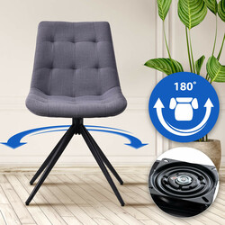 Elegant drejelig spisestol med polstret sæde rygstøtte og sort metalramme