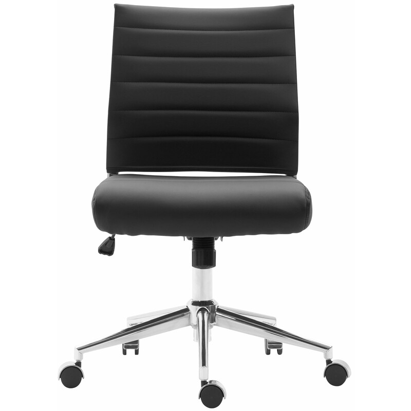 Ergonomisk kunstlæder arbejdsstol med justerbar højde og hjul