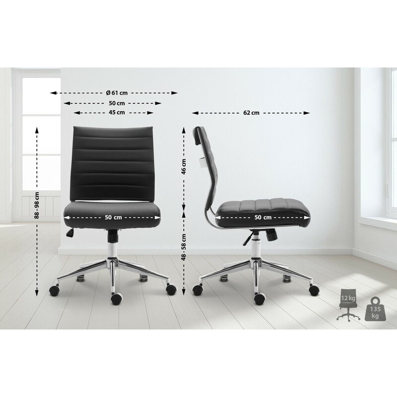 Ergonomisk kunstlæder arbejdsstol med justerbar højde og hjul