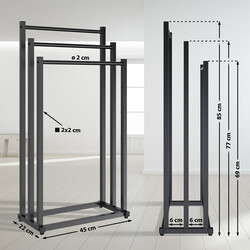 Anoka sort håndklædestativ med tre stænger fritstående kompakt badeværelse