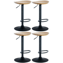 Skelde 4‑stjernes barstole sæt med justerbart roterende træsidde