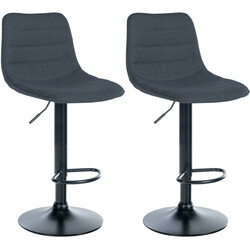 2 stk justerbare barstole i Lex-stof med metalramme og fodstøtte