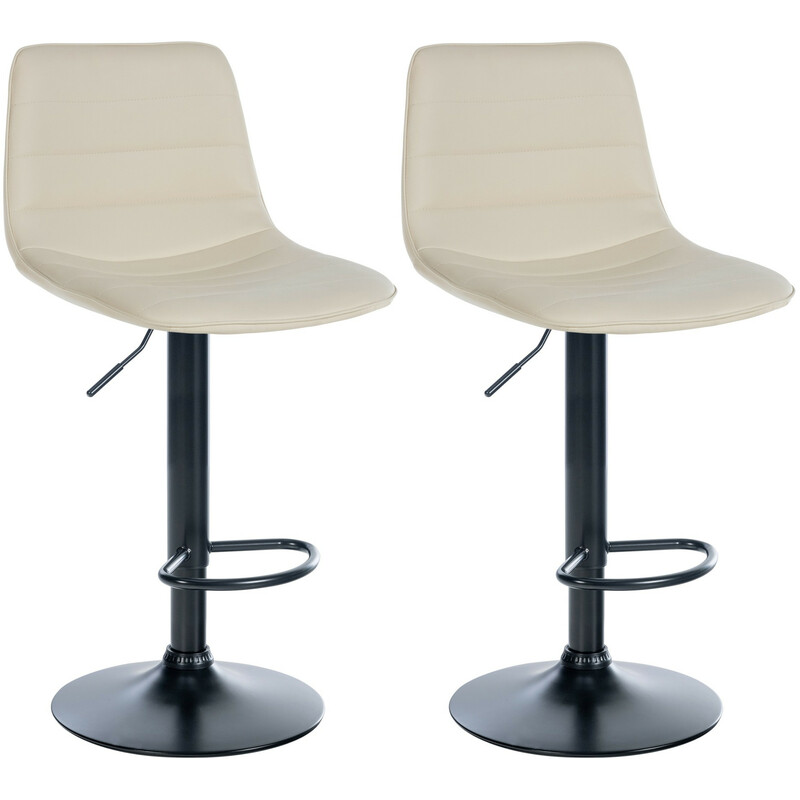 2‑stykker justerbare barstole sæt i kunstlæder med metalramme
