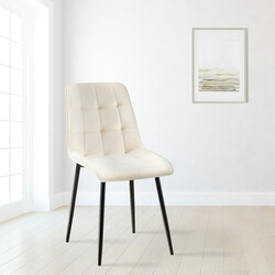 Elegant fløjls spisestol med sort metalramme og ombre mønster