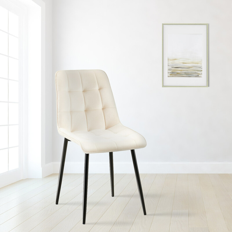 Elegant fløjls spisestol med sort metalramme og ombre mønster