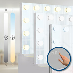 Elegant makeupbord med stort spejl LED-lys og USB-tilslutninger til soveværelset