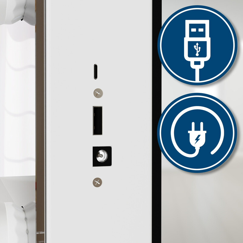 Elegant makeupbord med stort spejl LED-lys og USB-tilslutninger til soveværelset