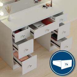 Elegant makeupbord med stort spejl LED-lys og USB-tilslutninger til soveværelset