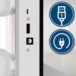 Moderne makeupbord med spejl 16 LED-lys USB-porte og glasplade
