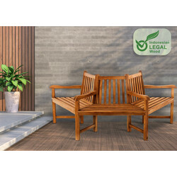 Halvcirkel formet teakbænk til haven udendørs vejrbestandig komfortabel