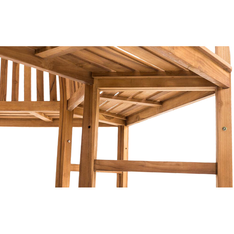 Halvcirkel formet teakbænk til haven udendørs vejrbestandig komfortabel