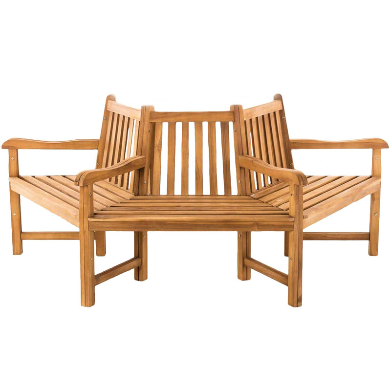 Halvcirkel formet teakbænk til haven udendørs vejrbestandig komfortabel