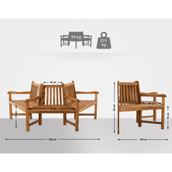 Halvcirkel formet teakbænk til haven udendørs vejrbestandig komfortabel