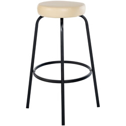 Elegant rund barstol med polstret sæde og mat sort metalben